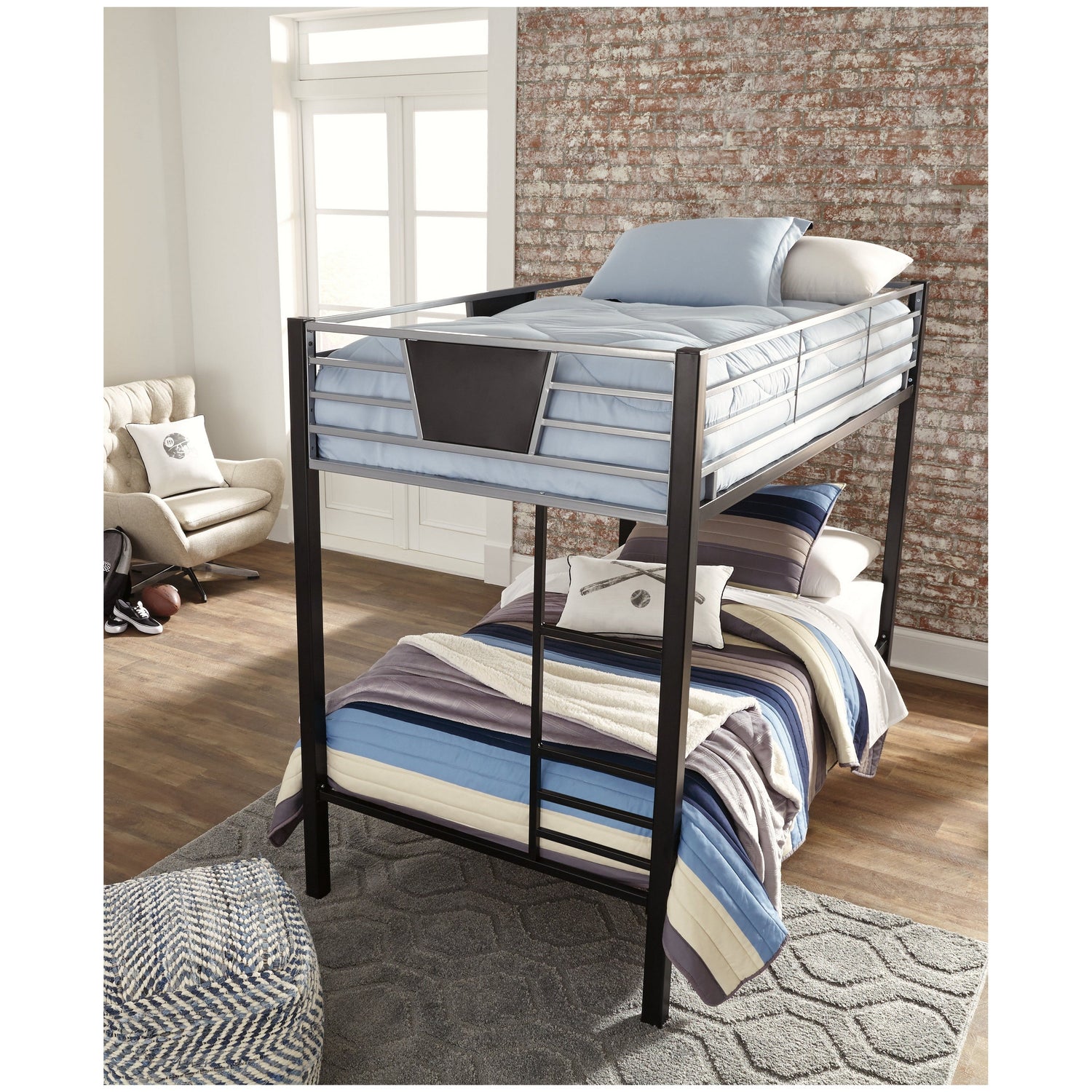 Dinsmore Twin over Twin Bunk Bed with Ladder Ash-B106-59