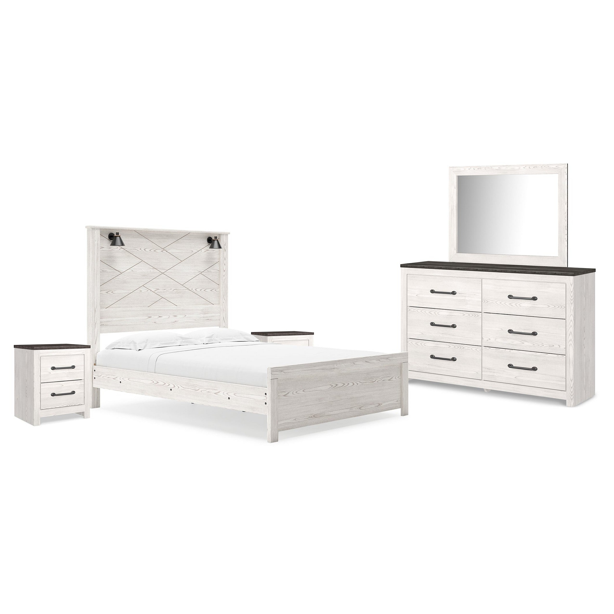 Gerridan Queen Panel Bed, Dresser, Mirror, and 2 Nightstands Ash-B1190B17