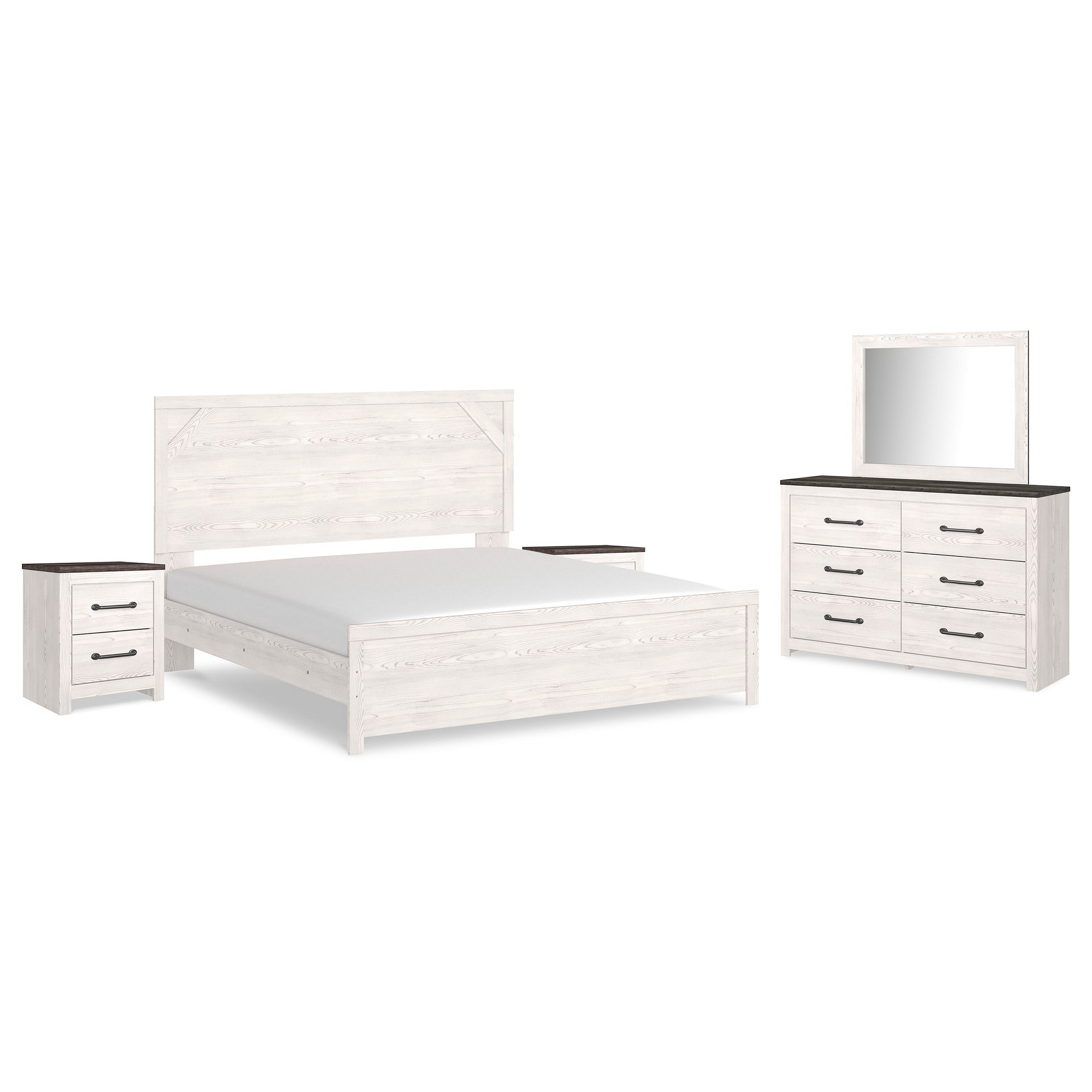 Gerridan King Panel Bed, Dresser, Mirror and 2 Nightstands Ash-B1190B19