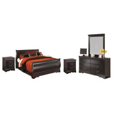 Huey Vineyard Full Sleigh Bed with Mirrored Dresser and 2 Nightstands Ash-B128B11