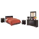 Huey Vineyard Queen Sleigh Headboard with Dresser, Mirror and 2 Nightstands Ash-B128B21