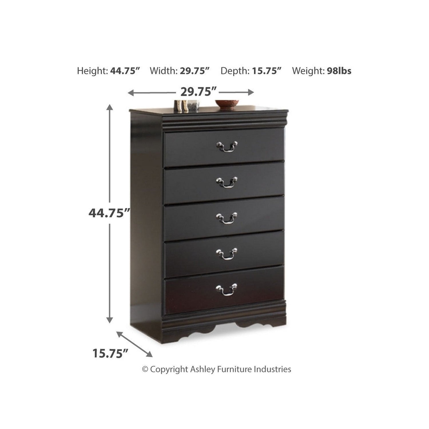 Huey Vineyard Queen Sleigh Bed with Dresser, Mirror and Chest of Drawers Ash-B128B23