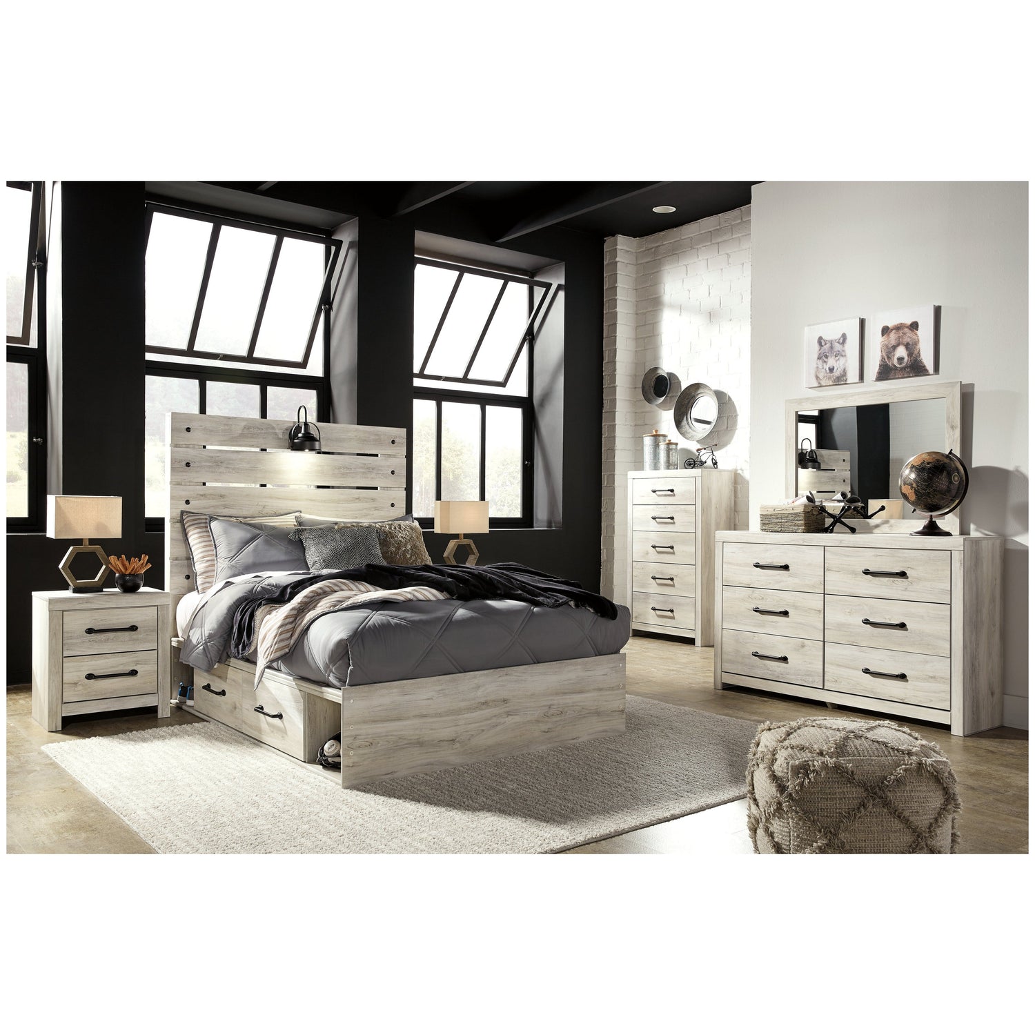 Cambeck Panel Bed with 2 Storage Drawers