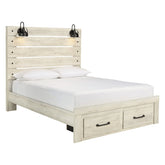 Cambeck Panel Bed with 2 Storage Drawers Ash-B192B8