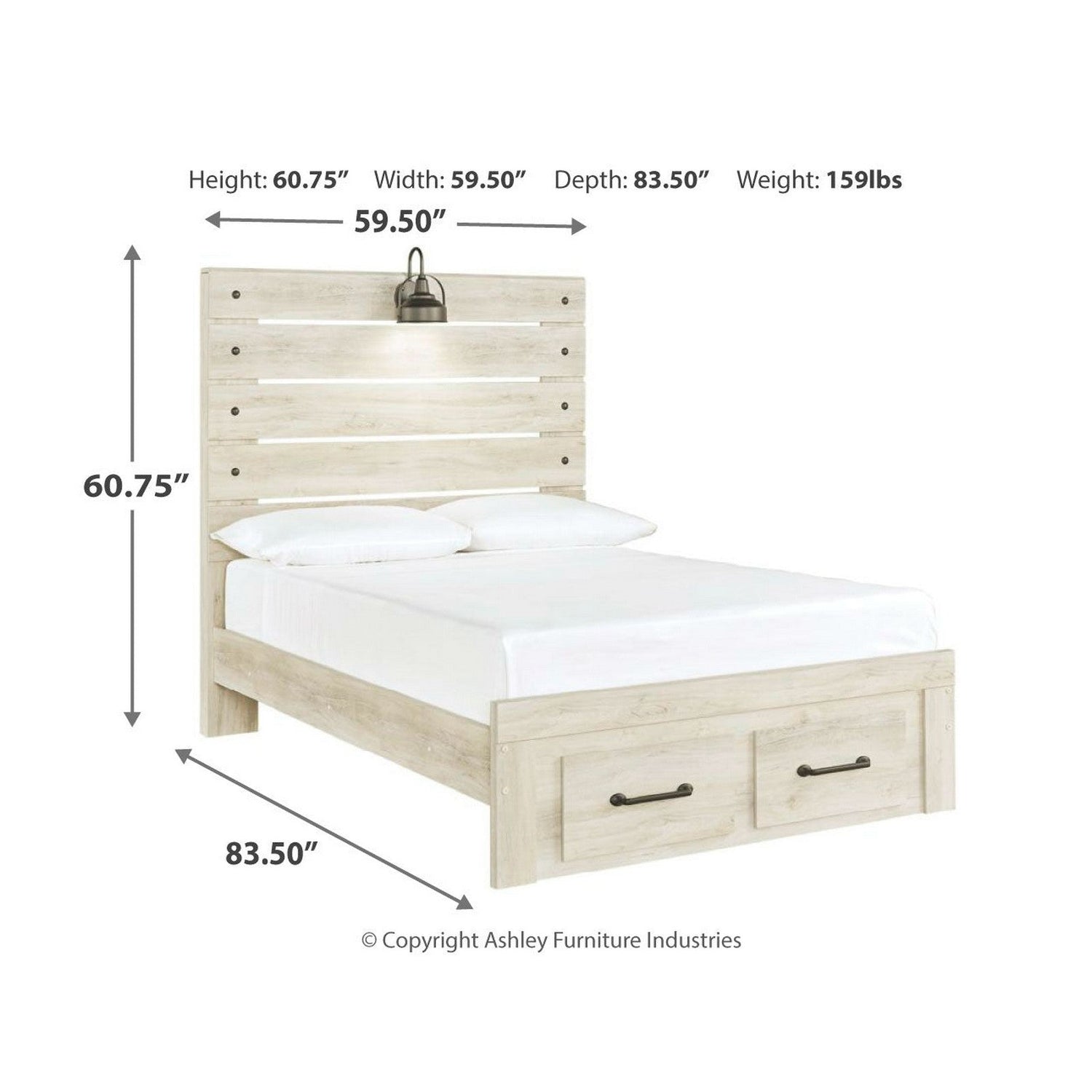 Cambeck Panel Bed with 2 Storage Drawers