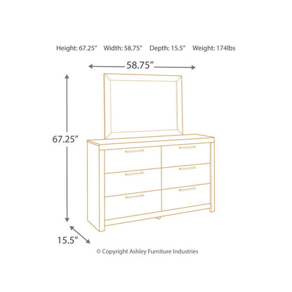 Derekson Dresser and Mirror Ash-B200B1