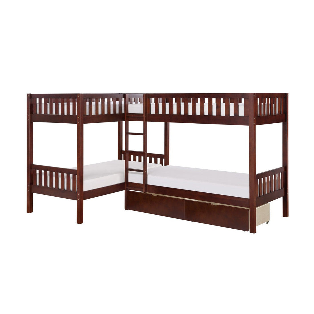 (4) Corner Bunk Bed with Storage Boxes B2013CNDC-1T*