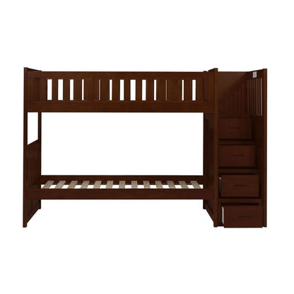 (4) BUNK BED WITH REVERSIBLE STEP STORAGE, DRK CHRY B2013SBDC-1*