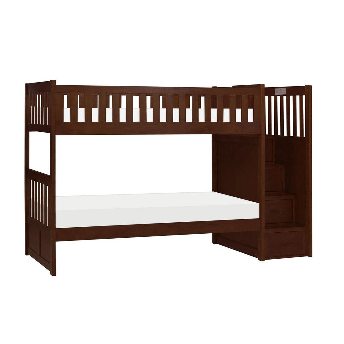 (4) BUNK BED WITH REVERSIBLE STEP STORAGE, DRK CHRY B2013SBDC-1*