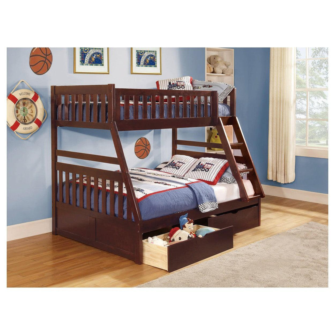 (4) Twin/Full Bunk Bed with Storage Boxes B2013TFDC-1*T