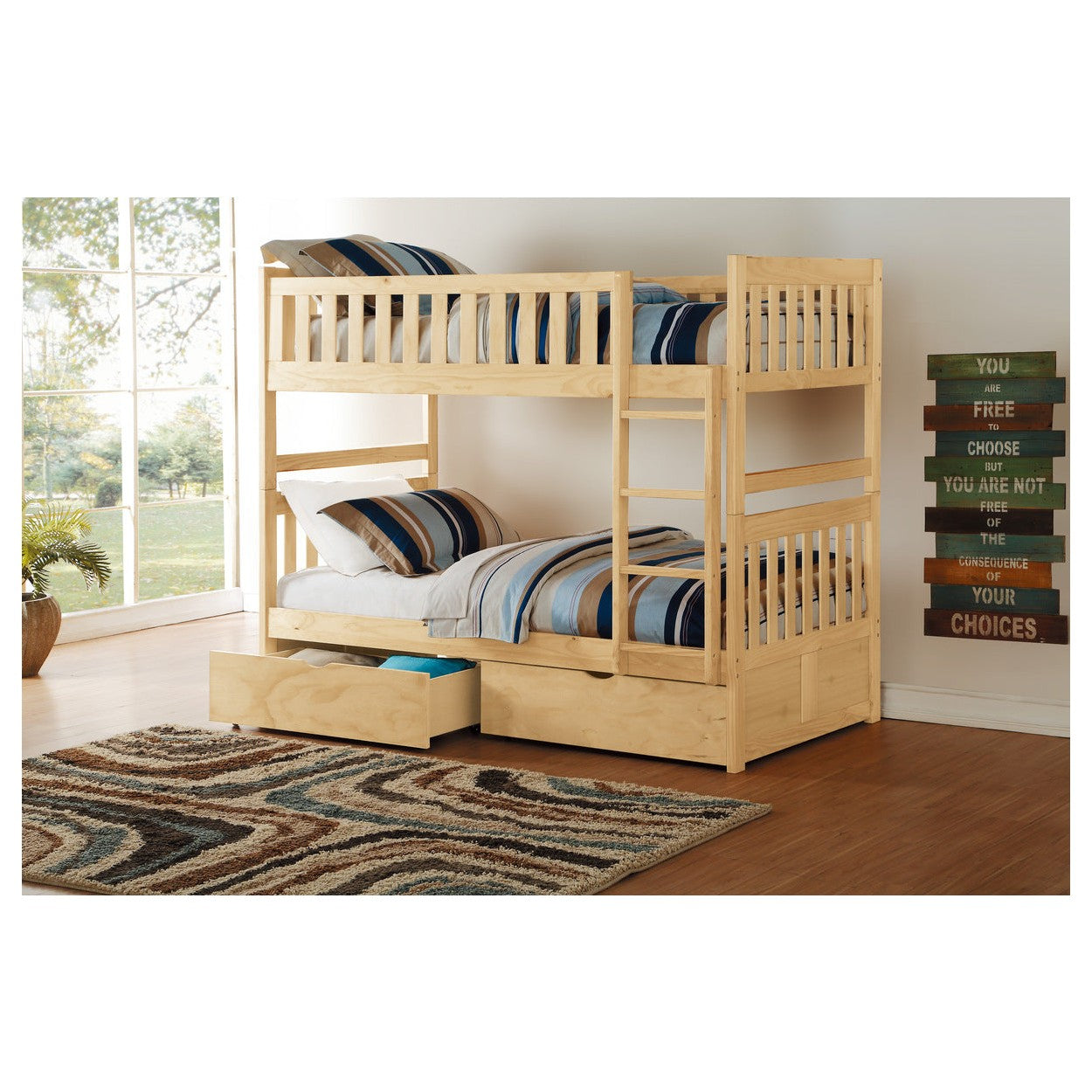 (4) Twin/Twin Bunk Bed with Storage Boxes B2043-1*T
