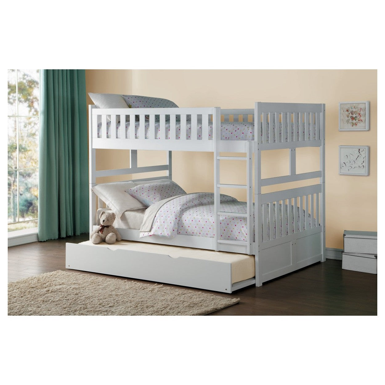(4) Full/Full Bunk Bed with Twin Trundle B2053FFW-1*R