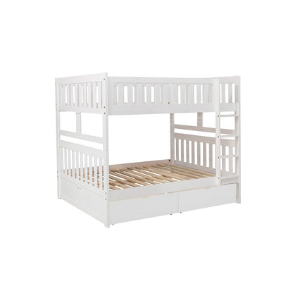 (4) Full/Full Bunk Bed with Storage Boxes B2053FFW-1*T
