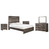 Drystan Queen Panel Bed, Dresser, Mirror and 2 Nightstands Ash-B211B31