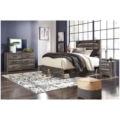 Drystan Queen Panel Bed with Mirrored Dresser and Nightstand Ash-B211B56