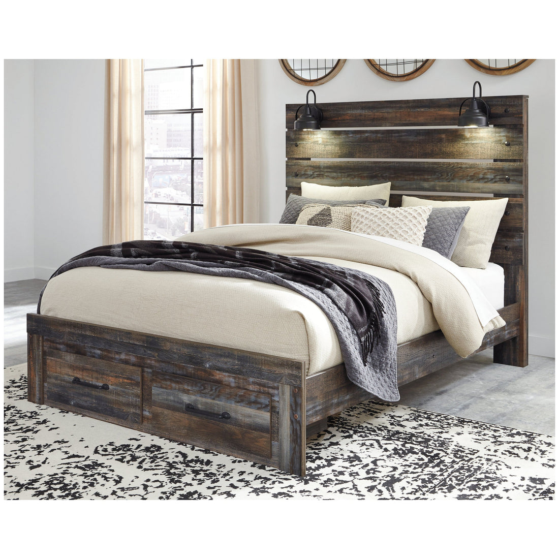 Drystan Queen Panel Bed with 2 Storage Drawers Ash-B211B29