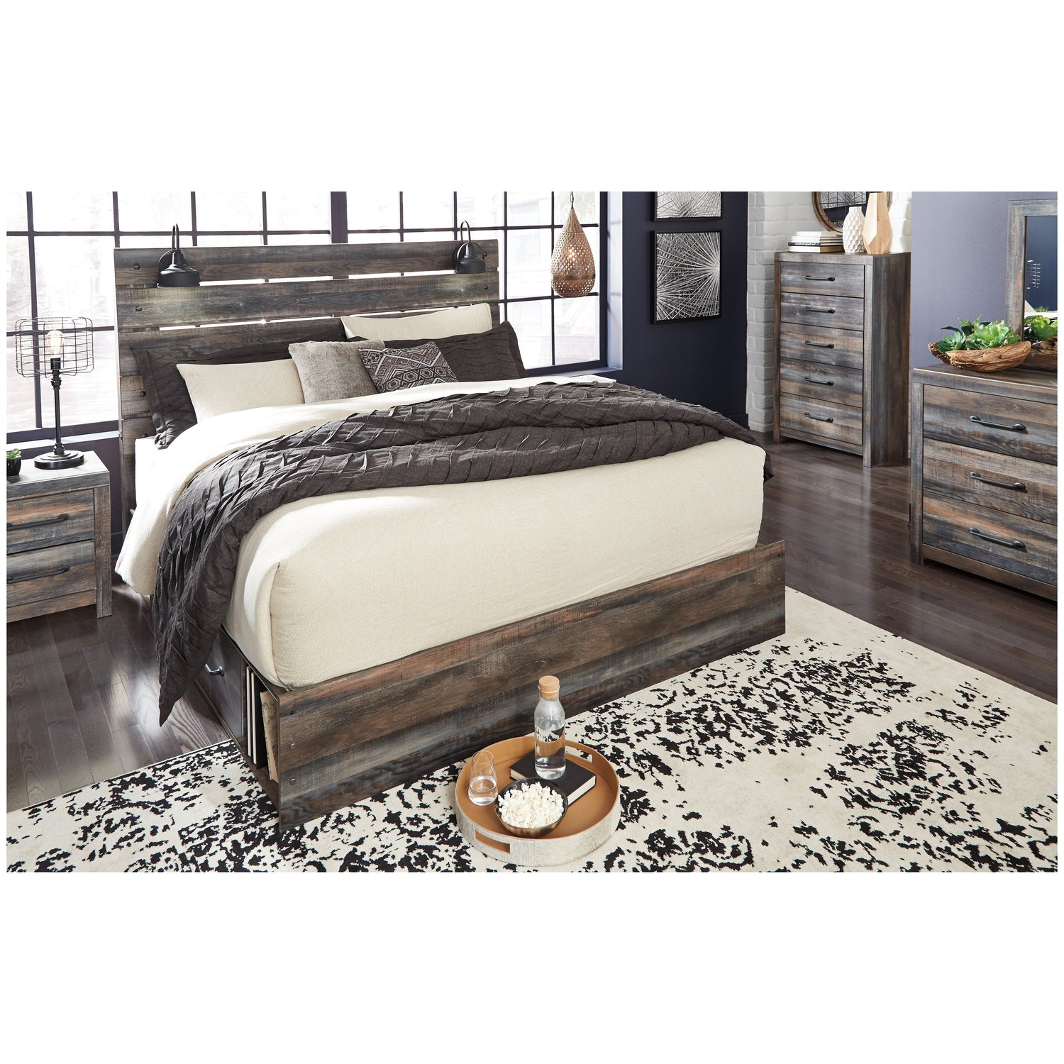 Drystan King Panel Bed with 4 Storage Drawers Ash-B211B54