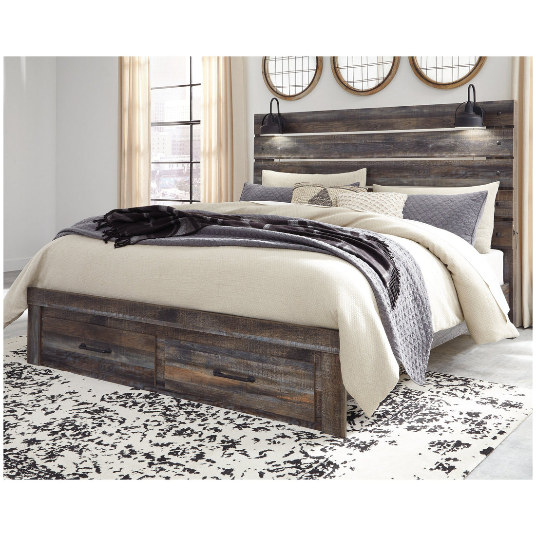 Drystan King Panel Bed with Storage Ash-B211B55