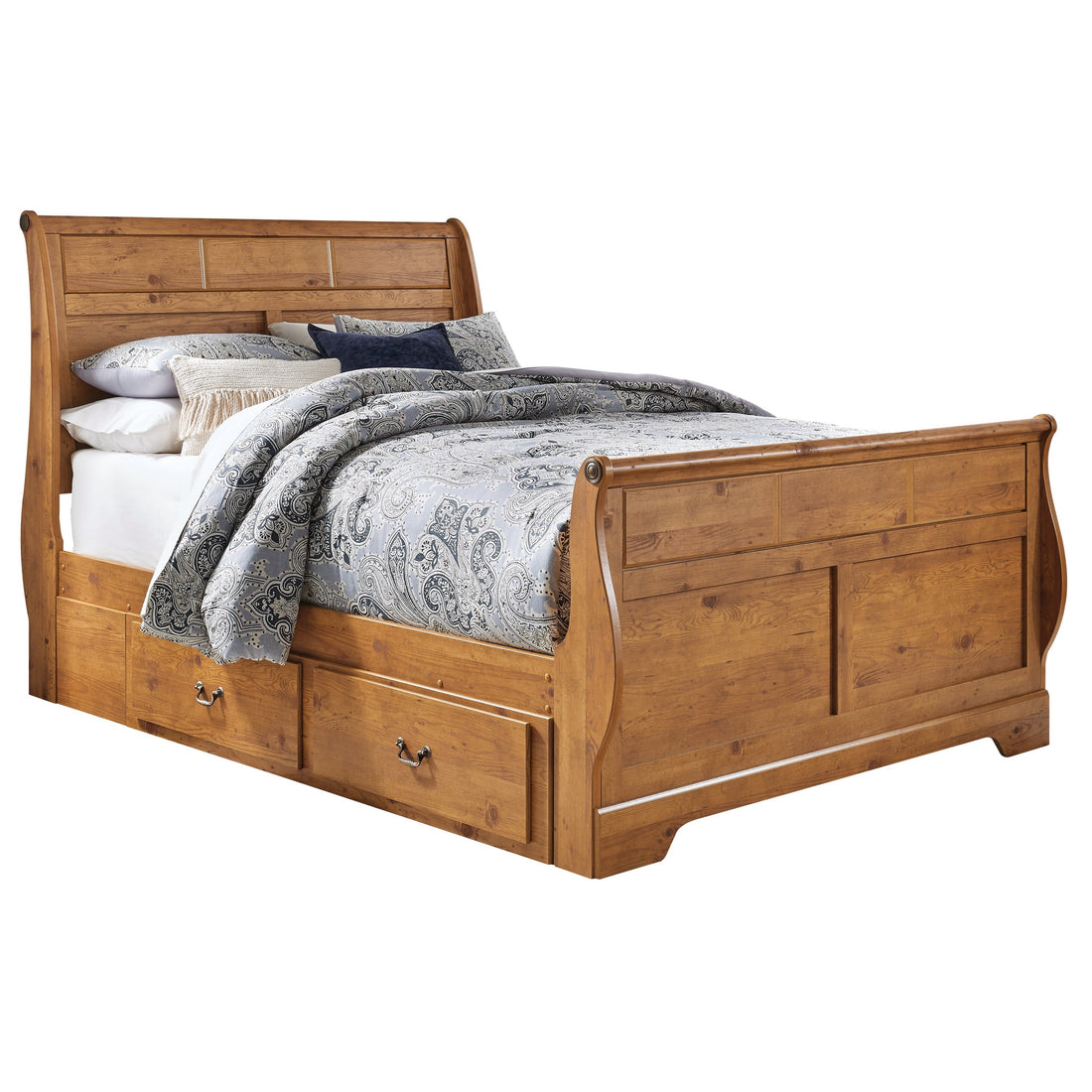 Bittersweet Queen Sleigh Bed with 2 Storage Drawers Ash-B219B58