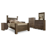 Juararo Queen Poster Bed, Dresser, Mirror, Chest and 2 Nightstands Ash-B251B26