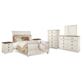 Willowton Queen Sleigh Bed, 2 Dressers, Mirror, Chest and 2 Nightstands Ash-B267B39