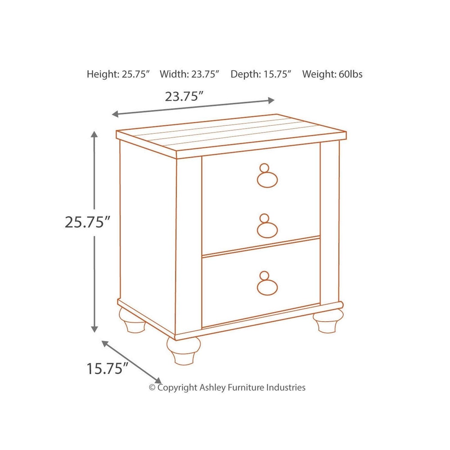 Willowton Nightstand Ash-B267-92