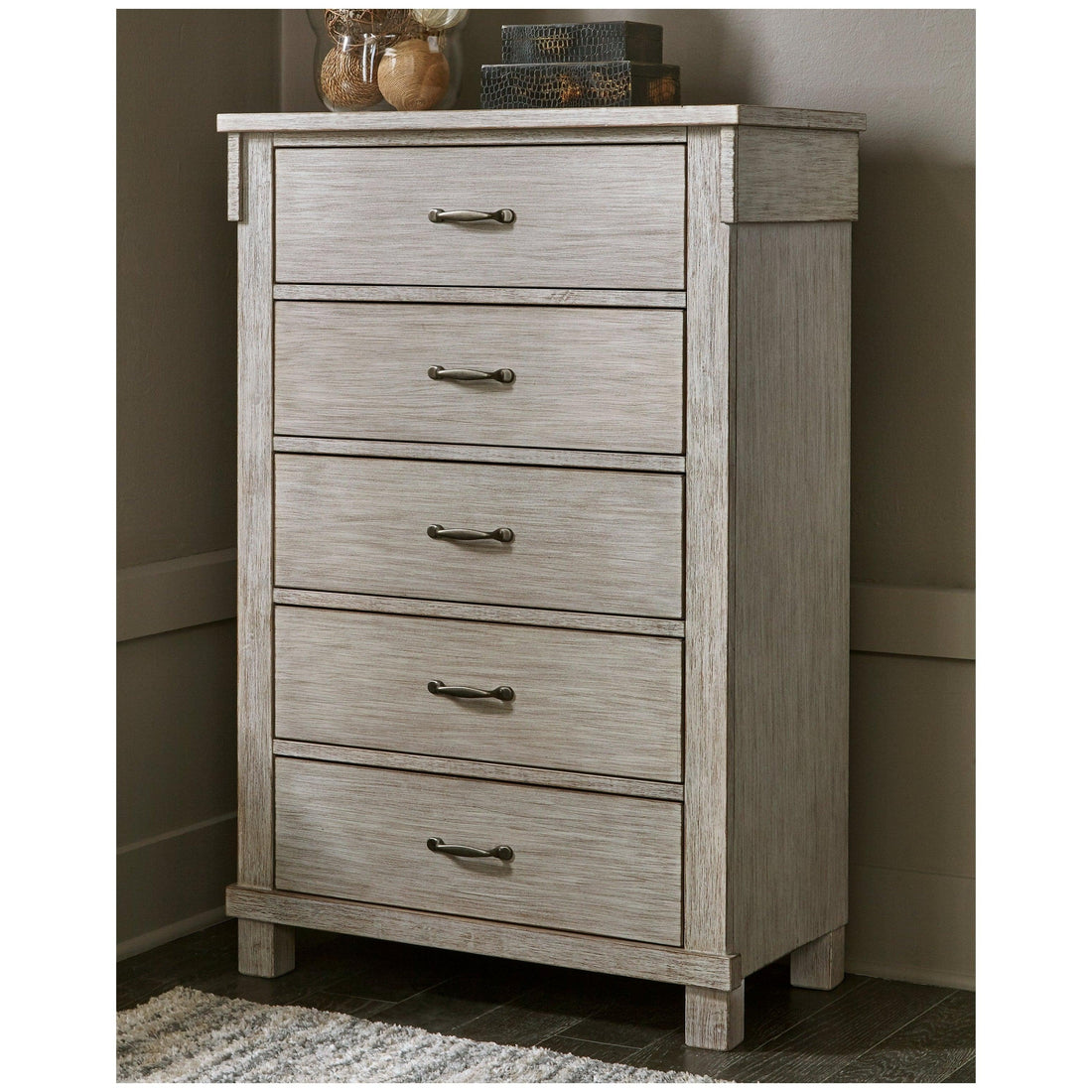 Louis Philippe 5-Drawer Chest With Silver Bails Cappuccino Hot