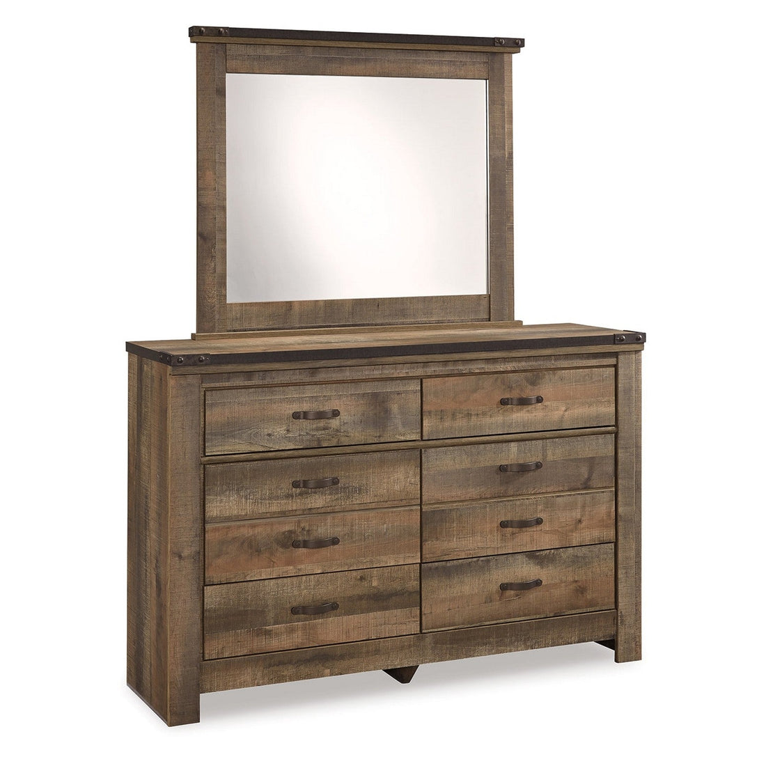 Trinell Full Panel Bed with Mirrored Dresser Ash-B446B5
