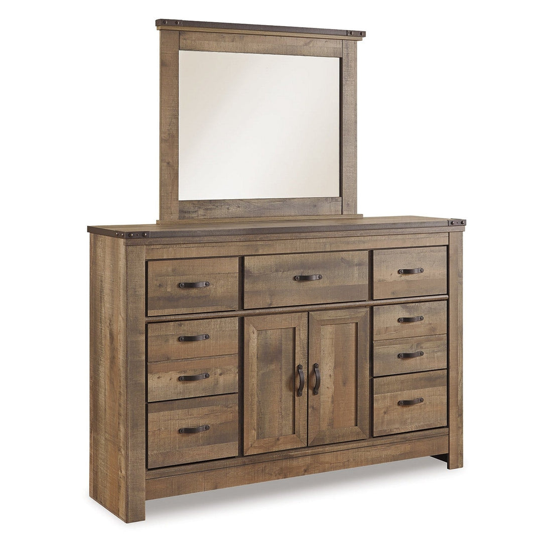 Trinell Full Bookcase Bed with Storage with Mirrored Dresser Ash-B446B19