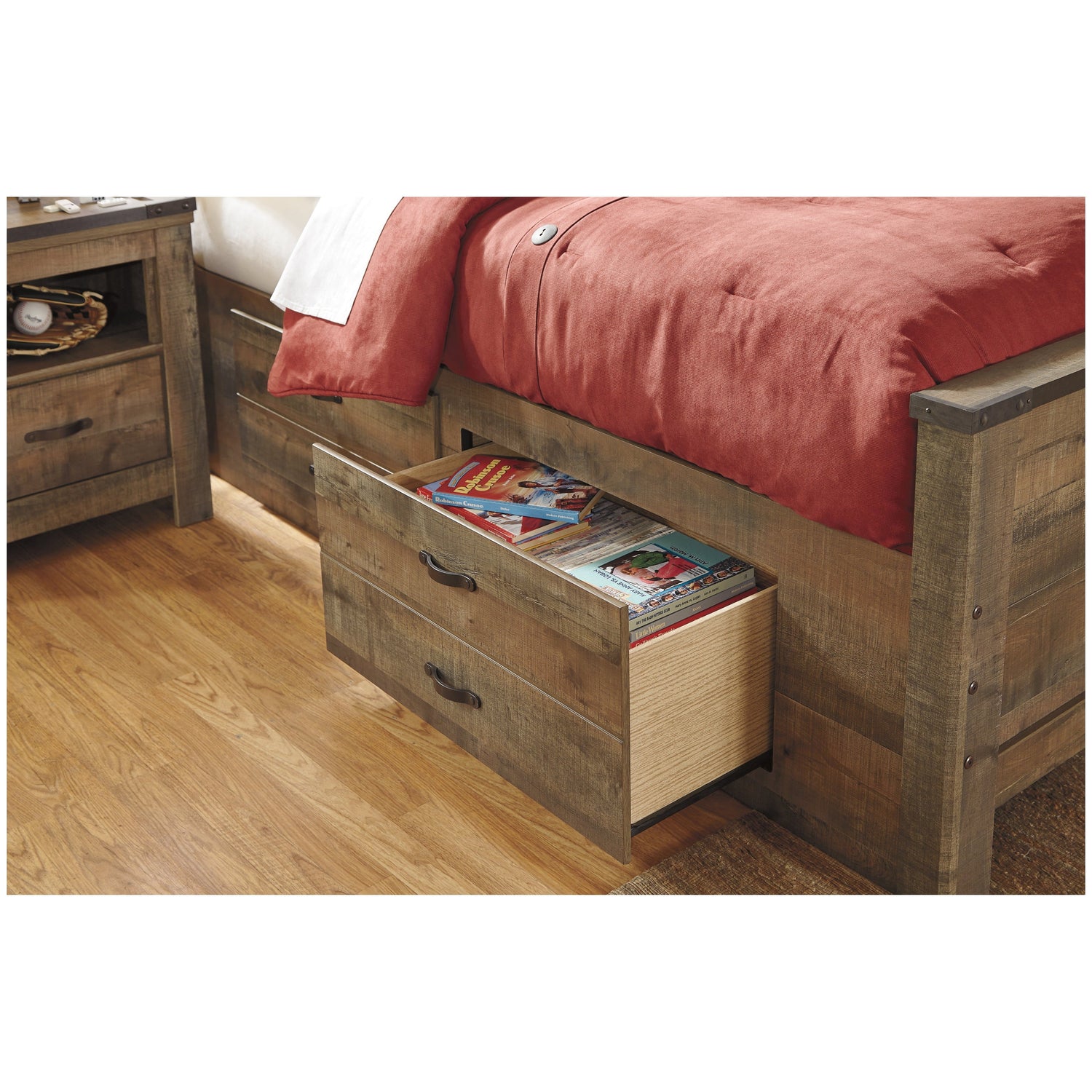 Trinell Panel Bed with 2 Storage Drawers