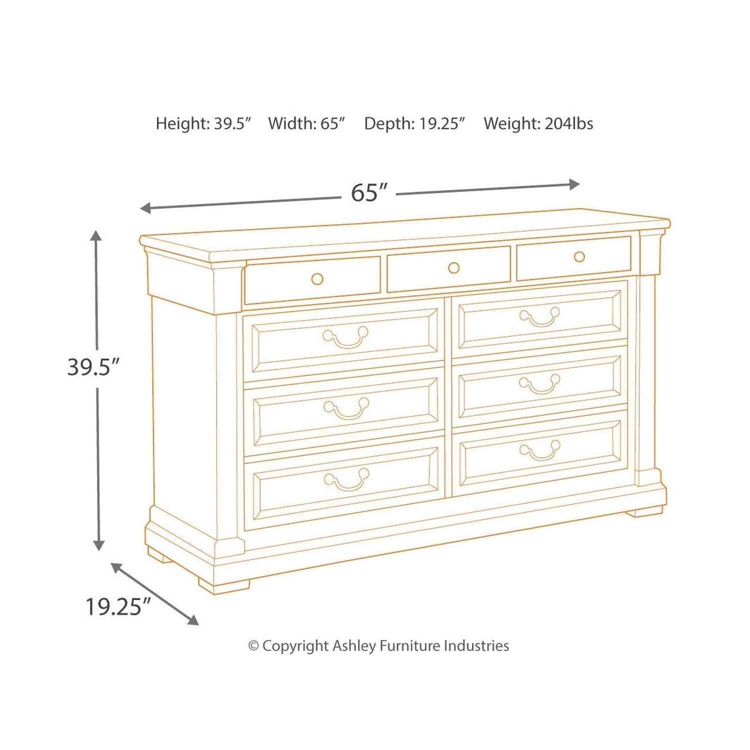 Bolanburg Dresser and Mirror Ash-B647B12