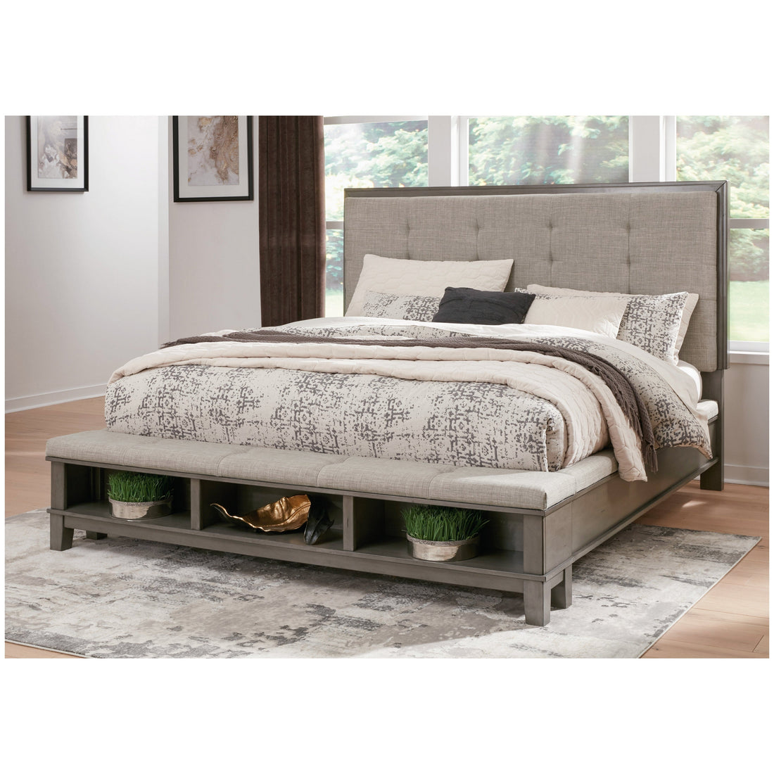 Hallanden California King Panel Bed with Storage Ash-B649B5