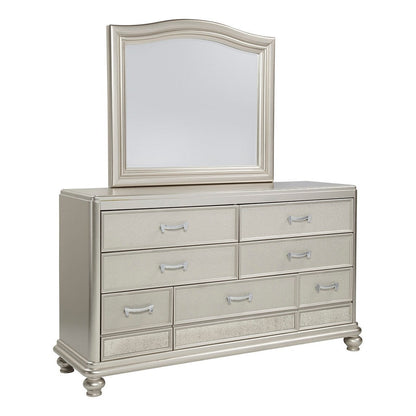 Coralayne Queen Upholstered Bed, Dresser, Mirror, Chest and Nightstand Ash-B650B32