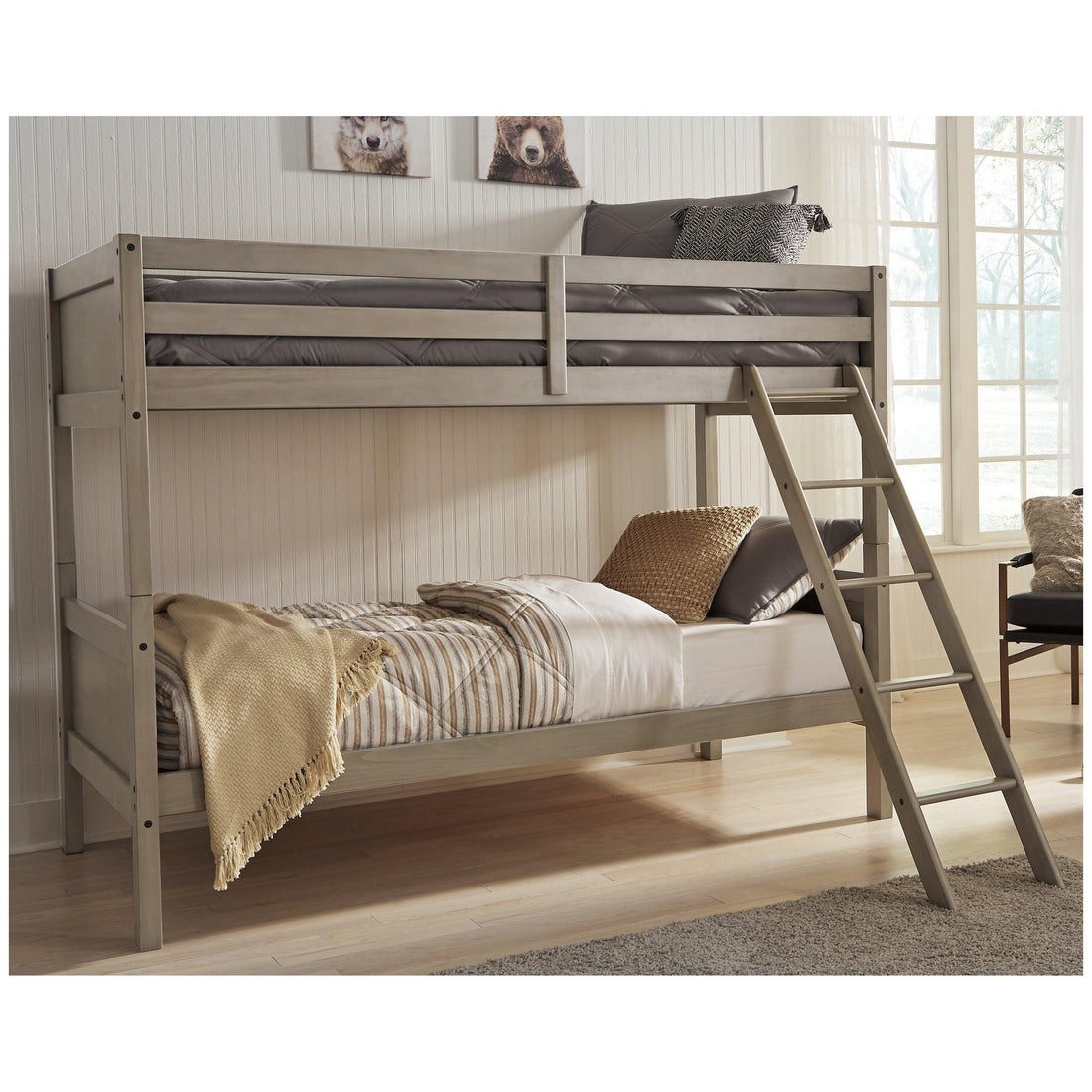 Lettner Twin/Twin Bunk Bed with Ladder Ash-B733-59