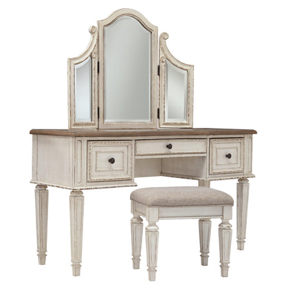 Realyn Vanity and Mirror with Stool Ash-B743-22