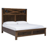 Wyattfield Panel Bed with Storage Ash-B759B3
