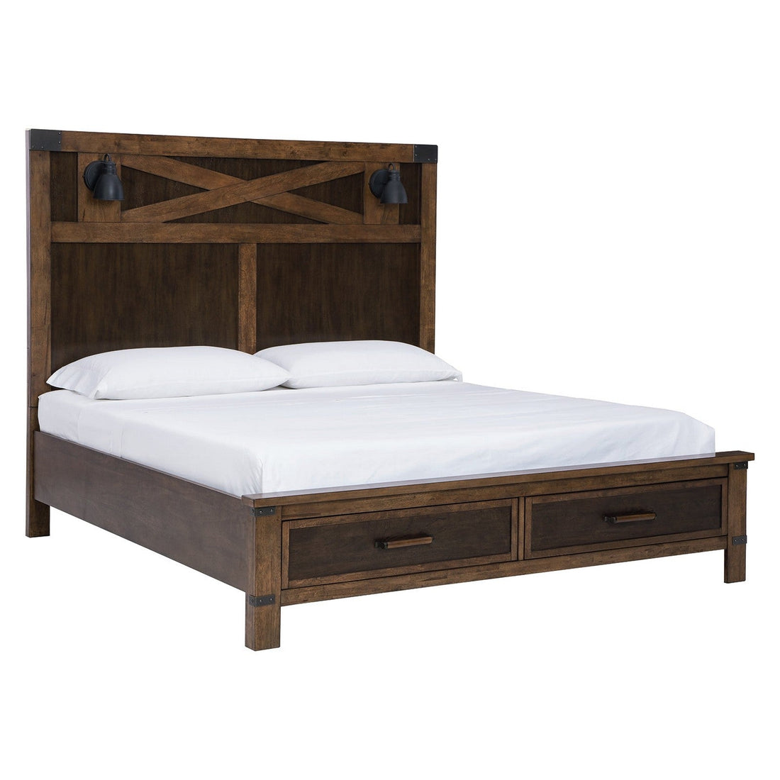 Wyattfield Panel Bed with Storage Ash-B759B3