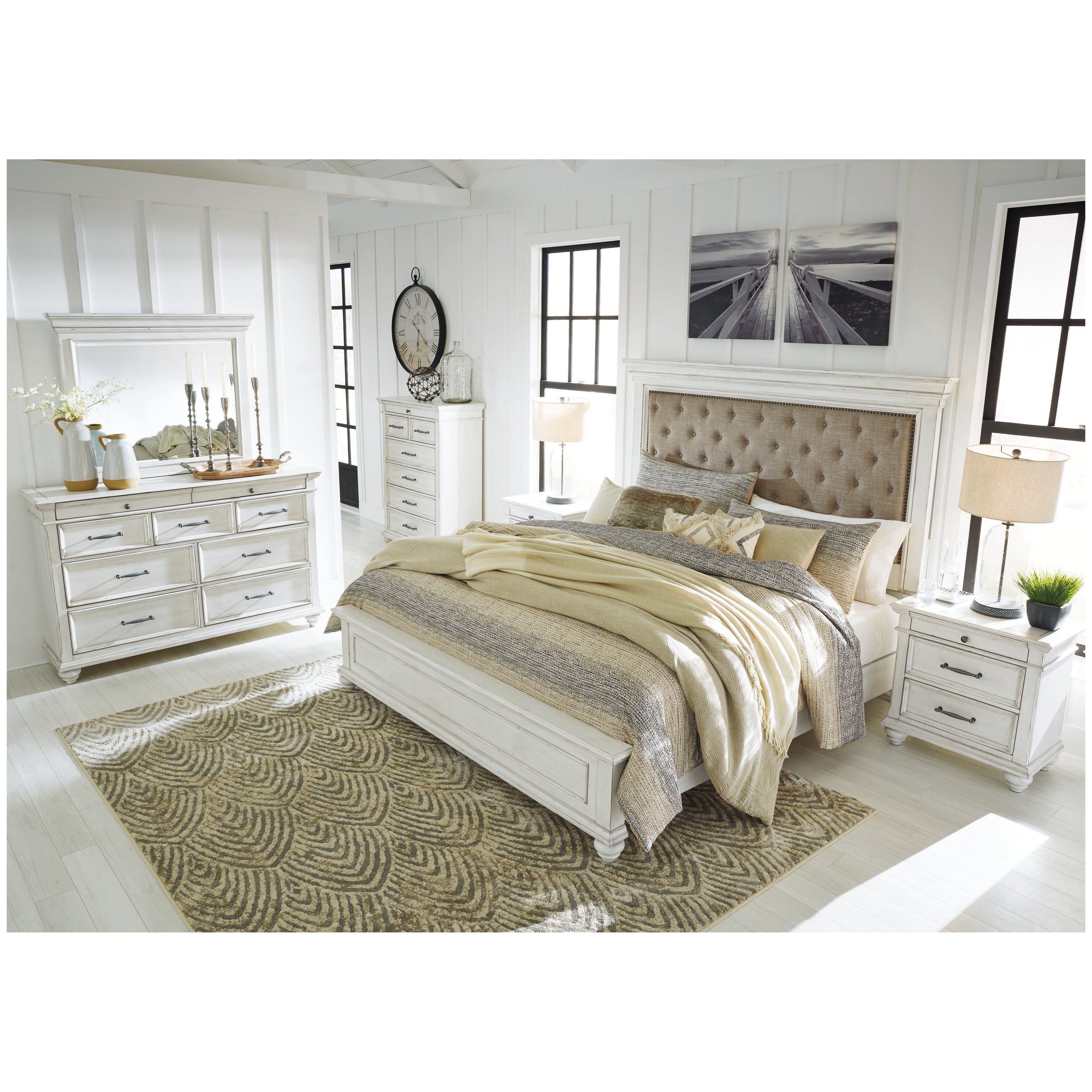 Kanwyn Queen Panel Bed with Dresser and Mirror Ash-B777B3