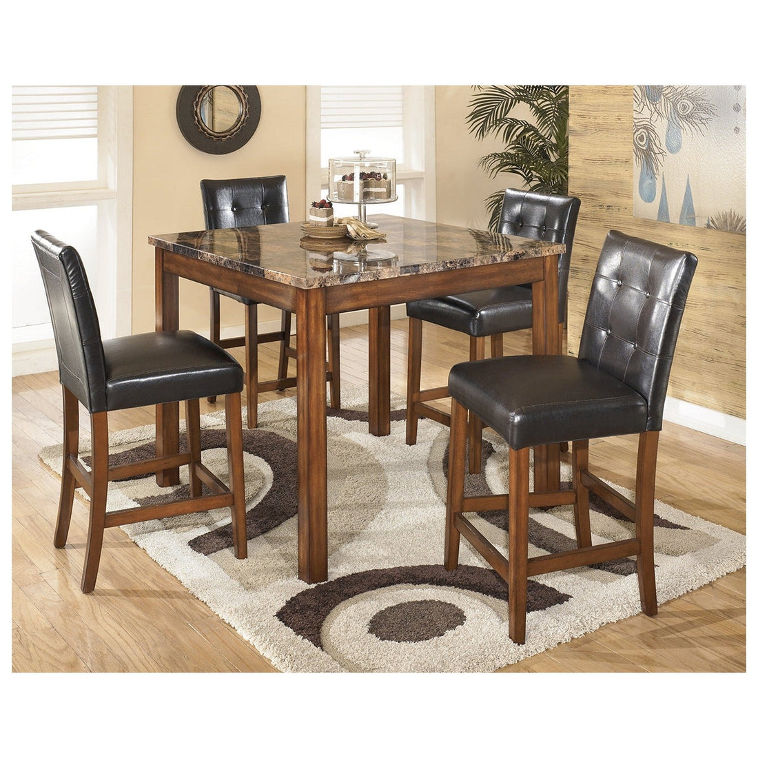 Theo Counter Height Dining Table and Bar Stools (Set of 5) Ash-D158-233