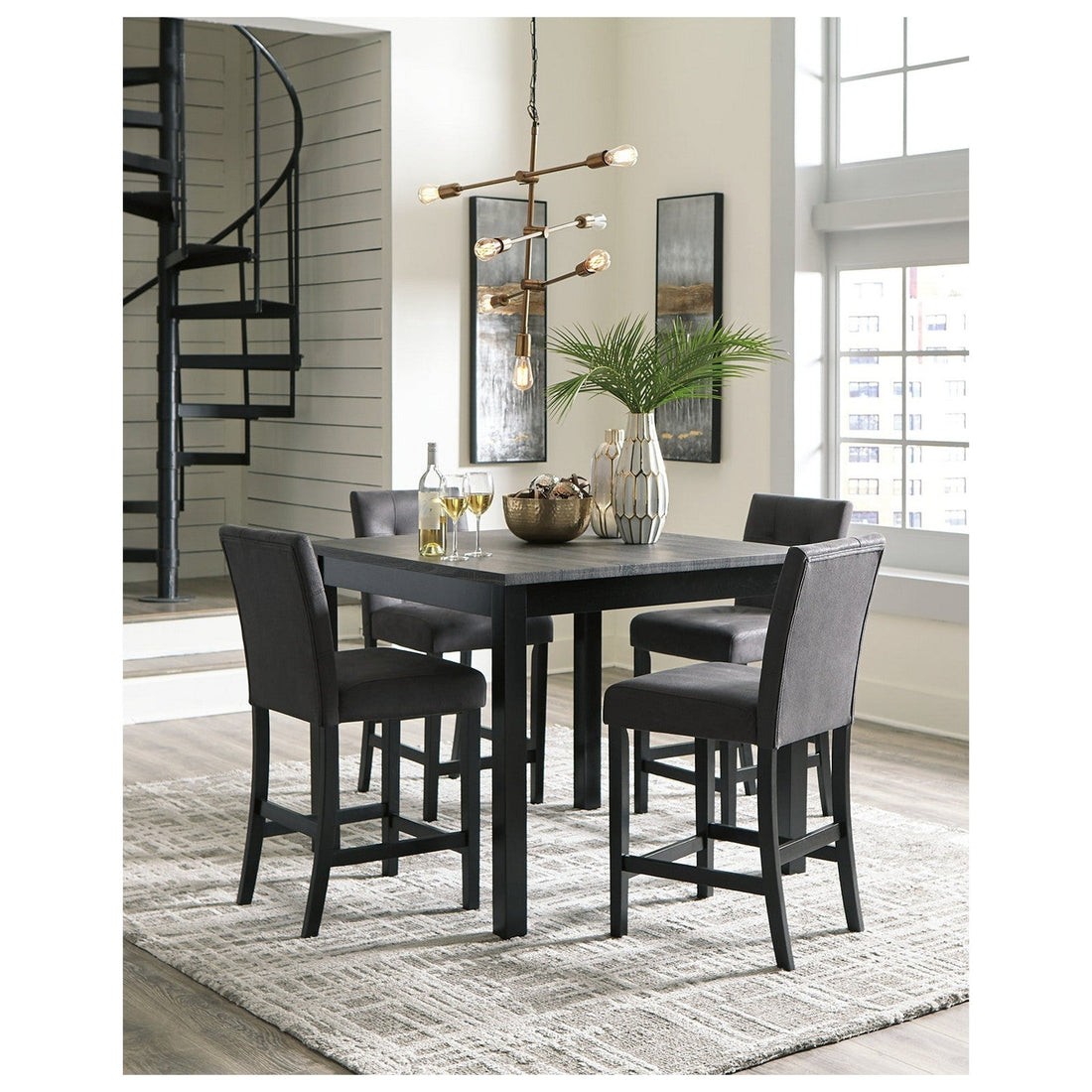 Garvine Counter Height Dining Table and Bar Stools (Set of 5) Ash-D161-223