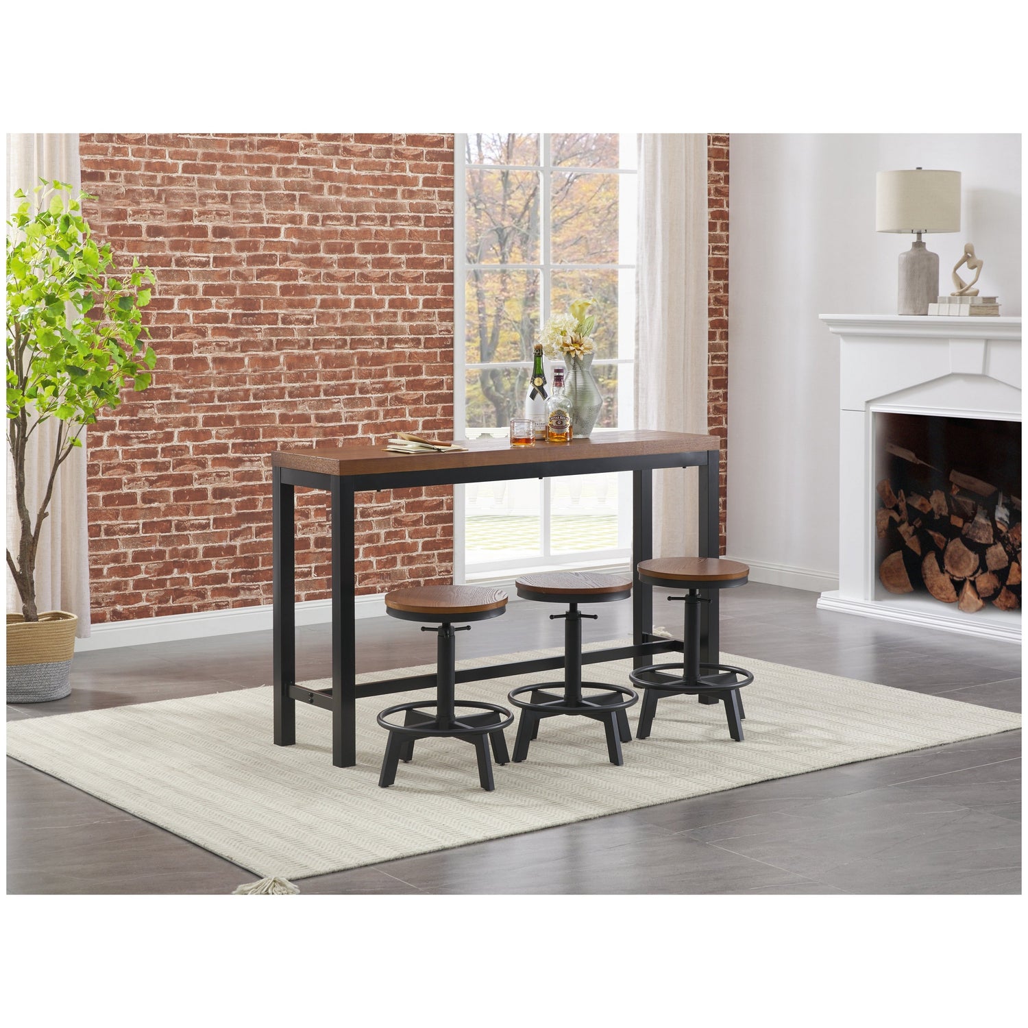 Quinidad Counter Height Dining Table and Bar Stools (Set of 4) Ash-D320-223