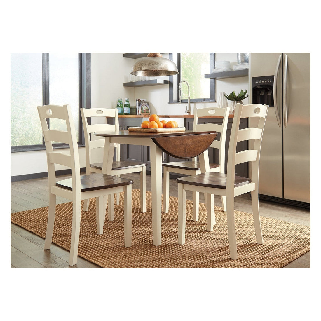 Woodanville Dining Table with 4 Chairs Ash-D335D3