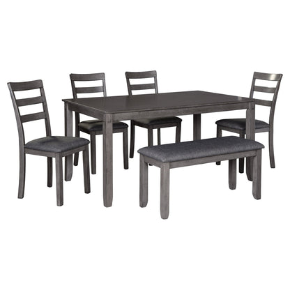 Bridson Dining Table and Chairs with Bench (Set of 6) Ash-D383-325