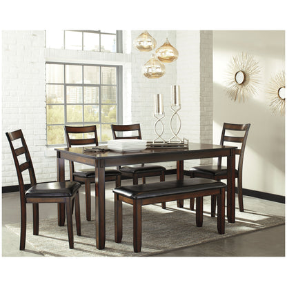 Coviar Dining Table and Chairs with Bench (Set of 6) Ash-D385-325