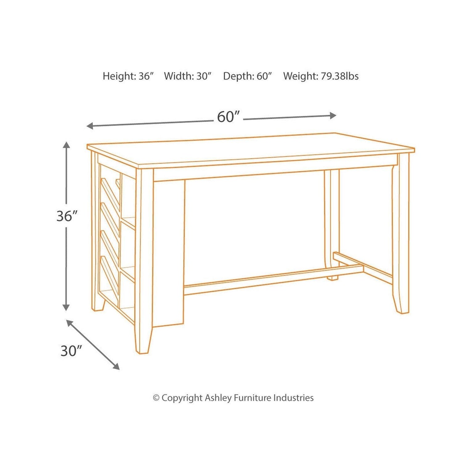 Rokane Counter Height Dining Table Ash-D397-32