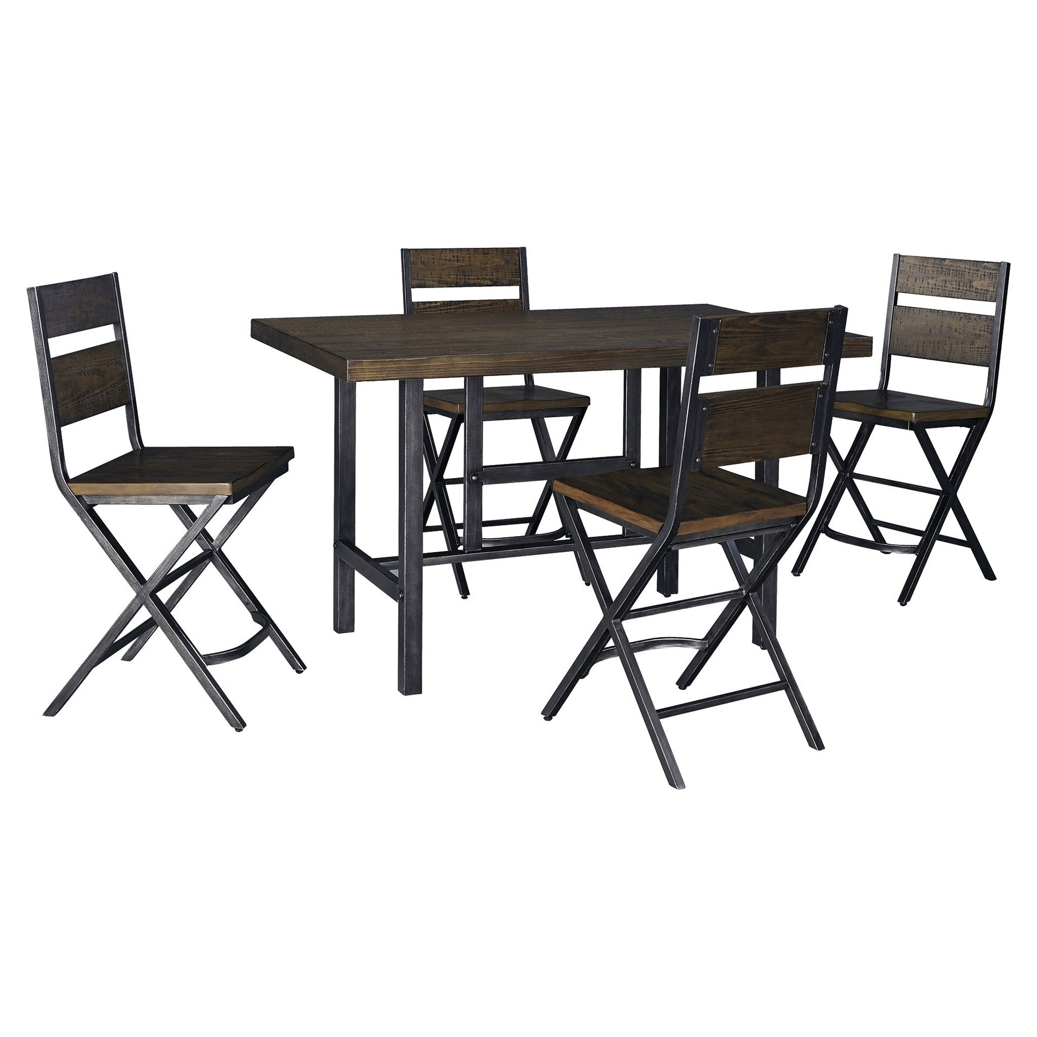 Kavara Counter Height Dining Table with 4 Barstools Ash-D469D1