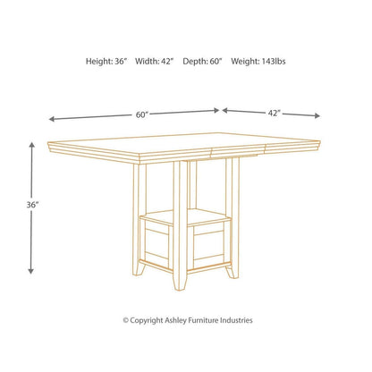Ralene Counter Height Dining Extension Table Ash-D594-42