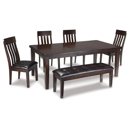 Haddigan Dining Table with 4 Chairs and Bench Ash-D596D2