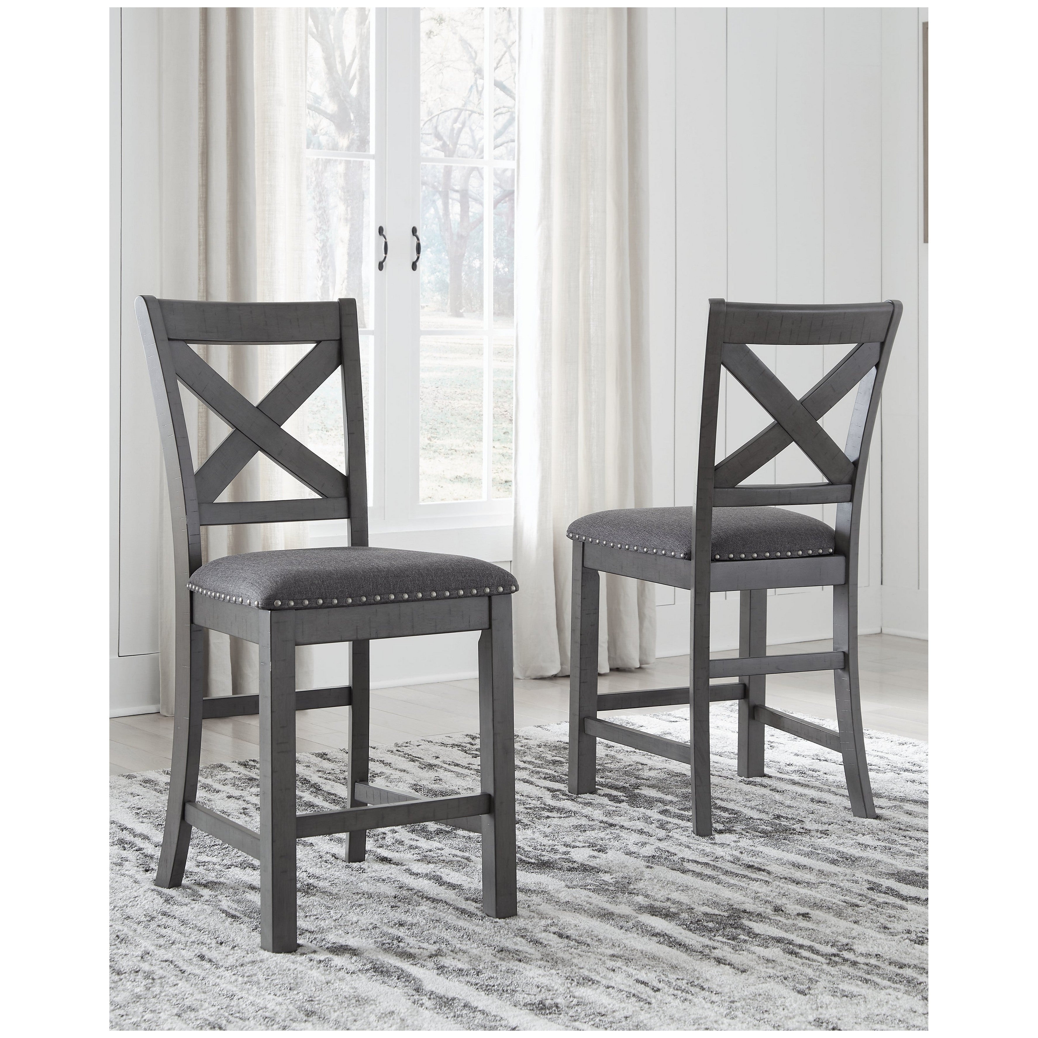 Myshanna Counter Height Dining Table and 6 Barstools Ash-D629D7