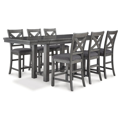 Myshanna Counter Height Dining Table and 6 Barstools Ash-D629D7
